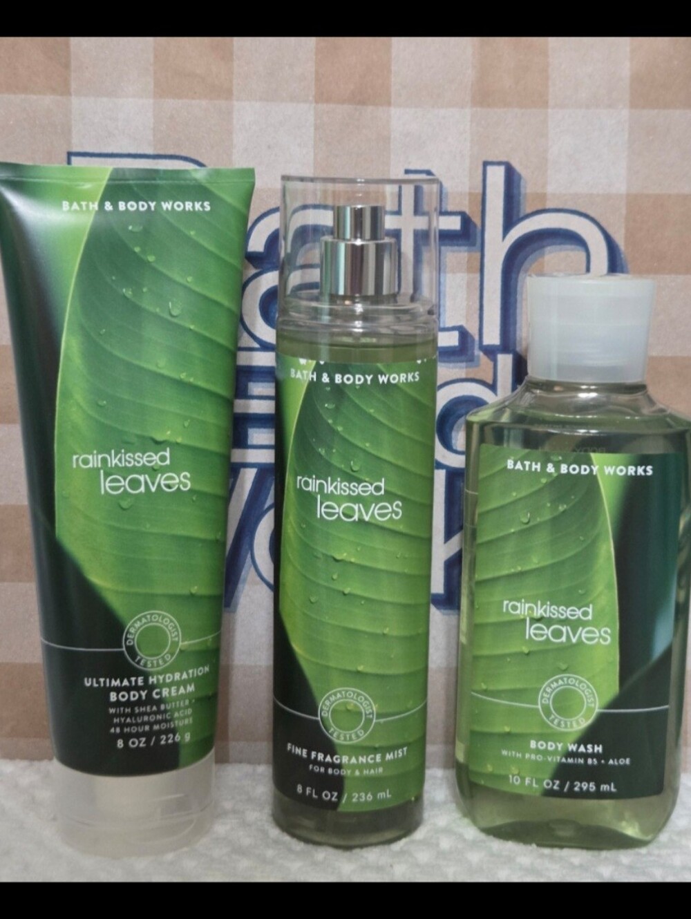 Bath and Body Works Rain Kissed Leaves Bundle 3PC New!